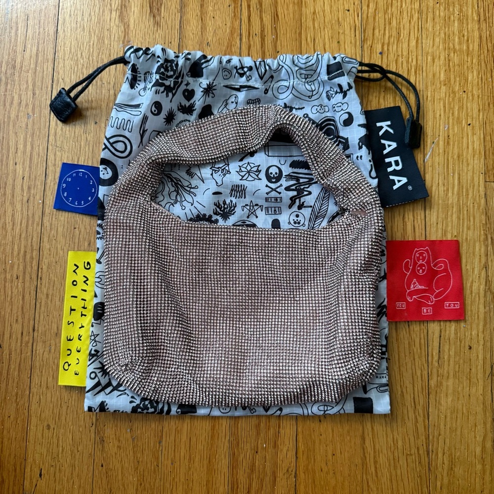 KARA Crystal Pink Mesh Bag